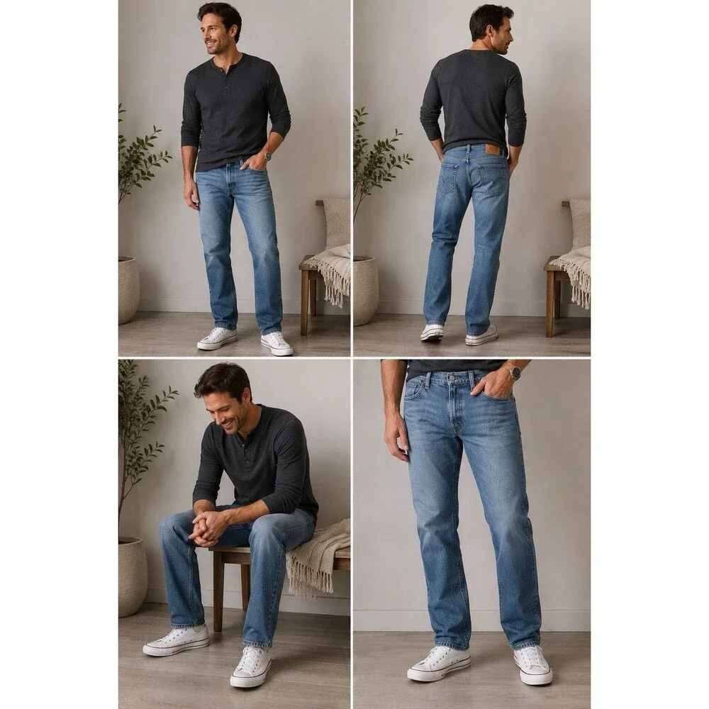 Levi’s 505 Regular Fit Jeans Men’s 36x30 Light Wash Straight Leg Blue Denim EUC